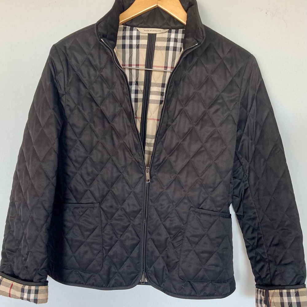 Burberry London Quilted Jacket  - Black/Nova Check Plaid